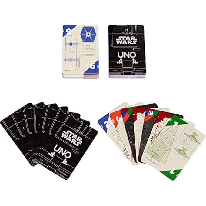 rayihni UNO STAR WARS TECHNICAL SCHEMATICS CARD GAME FOR KIDS & ADULTS WITH BLUEPRINTS OF SPACE STATIONS, SHIPS & DROIDS - Image 4